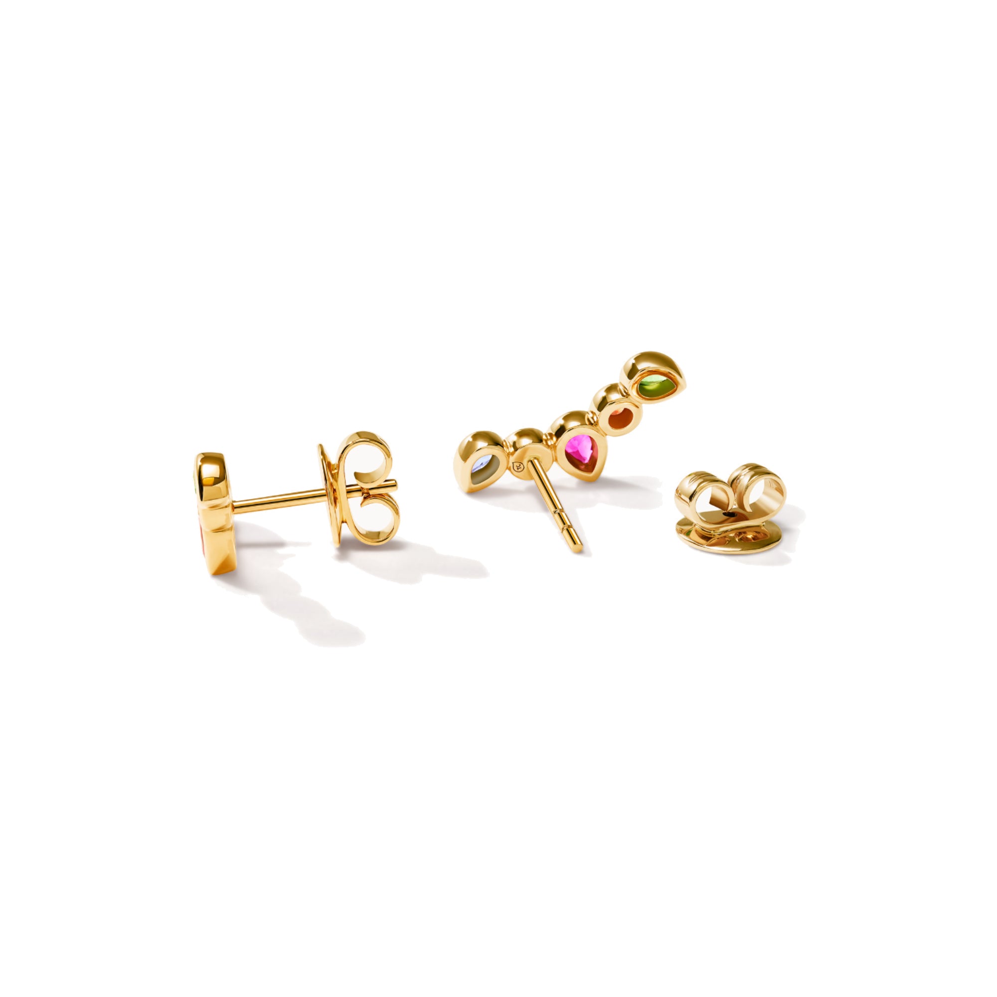 Tamara Comolli SIGNATURE Ohrringe Crawler 'Candy' (E-SIG-Cra-Can-yg) aus Gelbgold mit Diamant, Saphir und Tsavorit