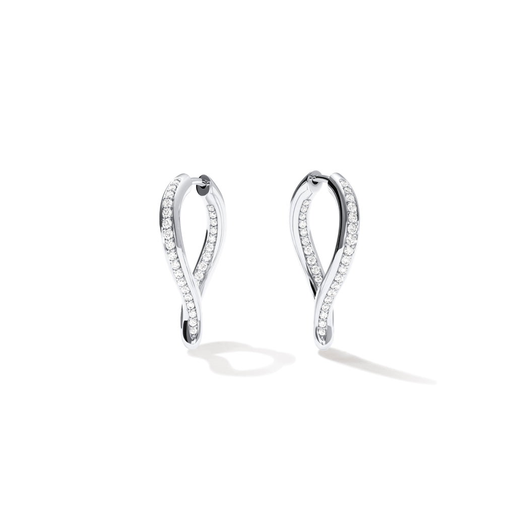 Tamara Comolli SIGNATURE Ohrringe Hoop Drop (E-Sig-Ho-TDr-p-wg) aus Weißgold mit Diamant