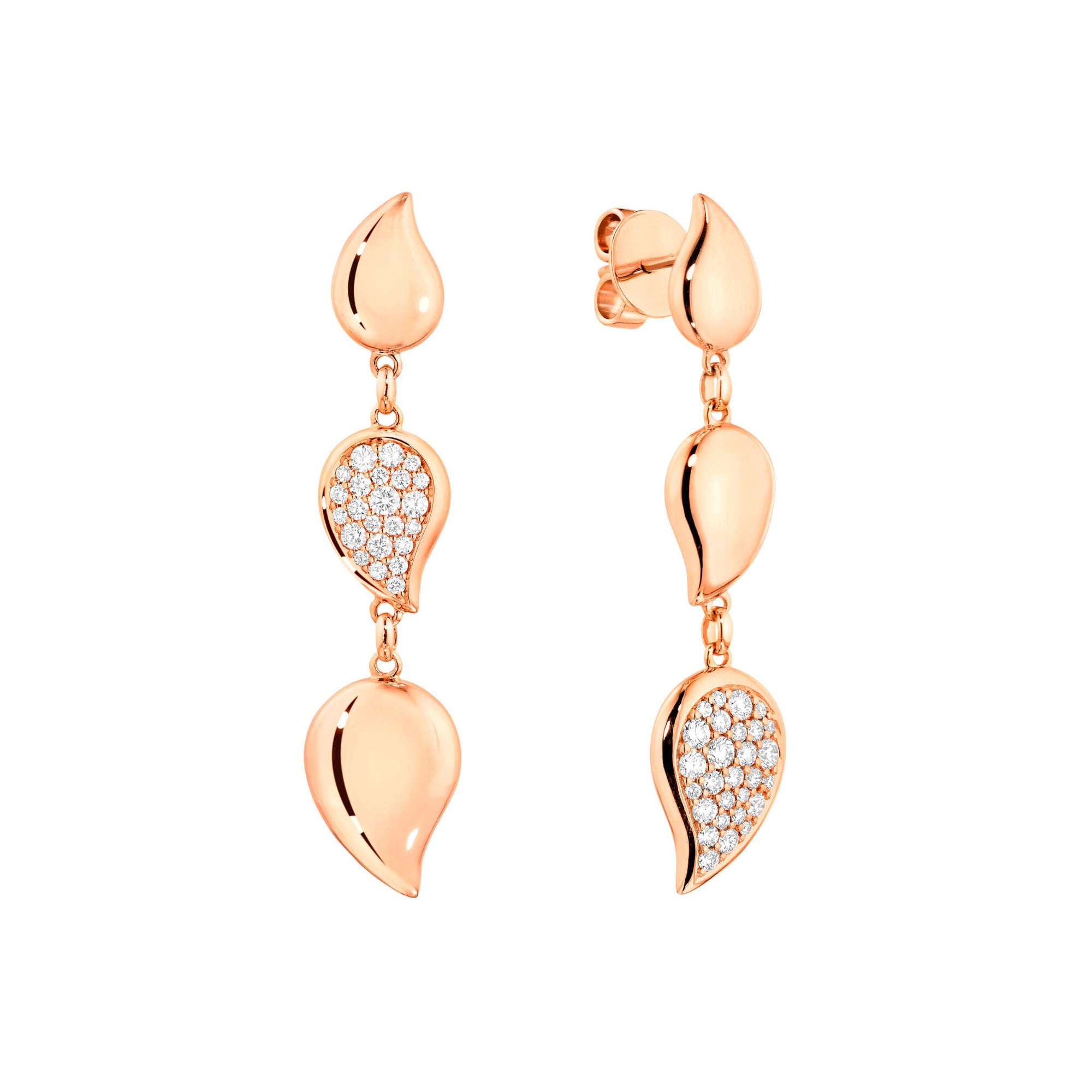 Tamara Comolli SIGNATURE Wave 3 Tropfenelemente Ohrhänger (E-Sig-Wave-3-p-rg) aus Roségold mit Diamant