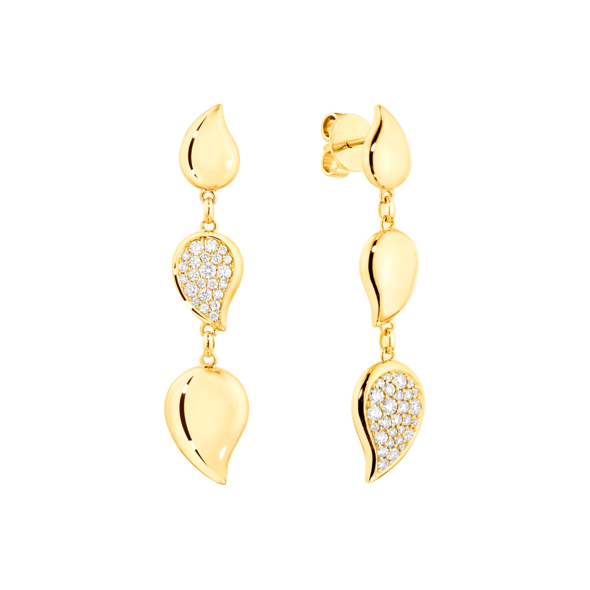Tamara Comolli SIGNATURE Wave 3 Tropfenelemente Ohrhänger (E-Sig-Wave-3-p-yg) aus Gelbgold mit Diamant