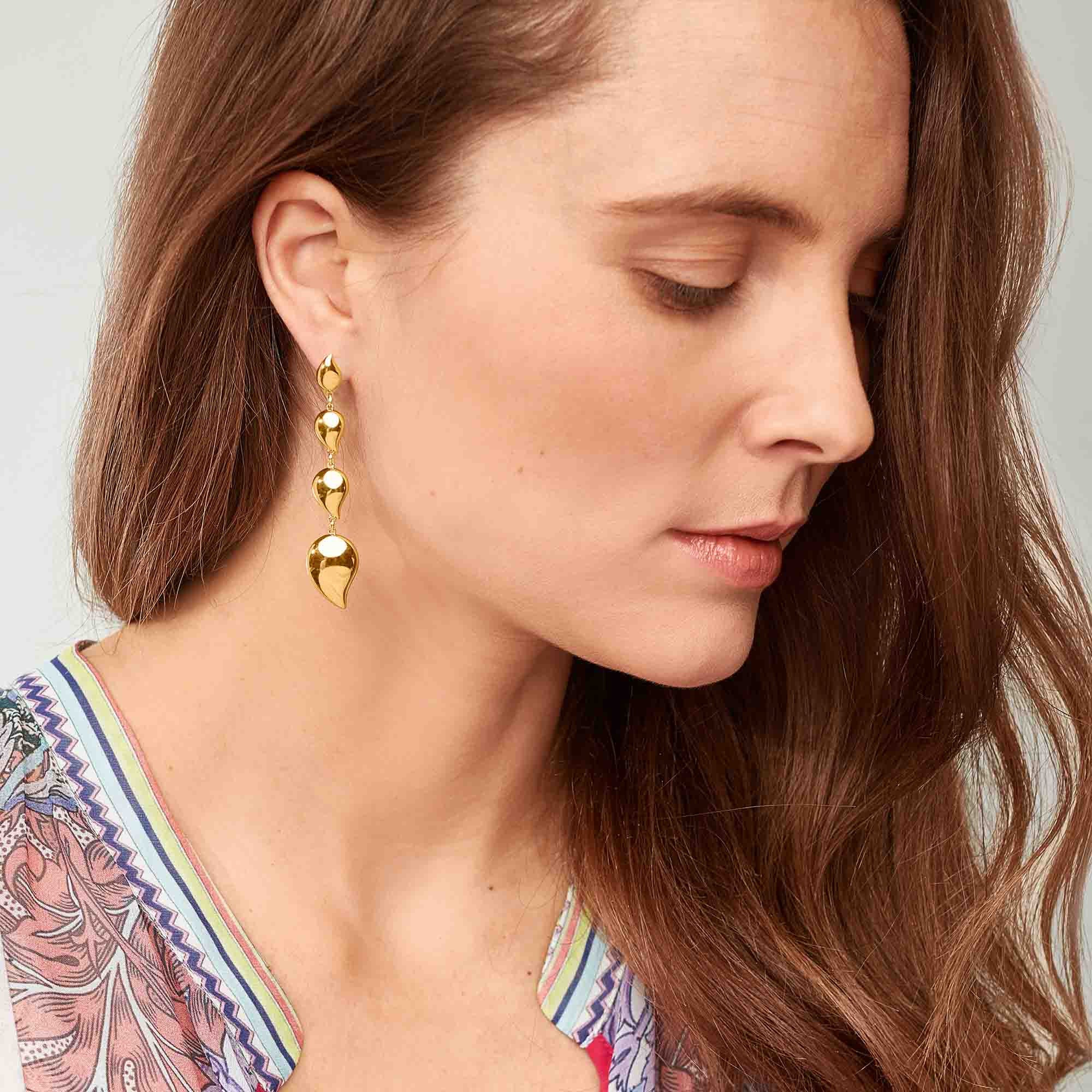 Tamara Comolli SIGNATURE Wave 4 Tropfenelemente Ohrhänger (E-Sig-Wave-4-yg) aus Gelbgold
