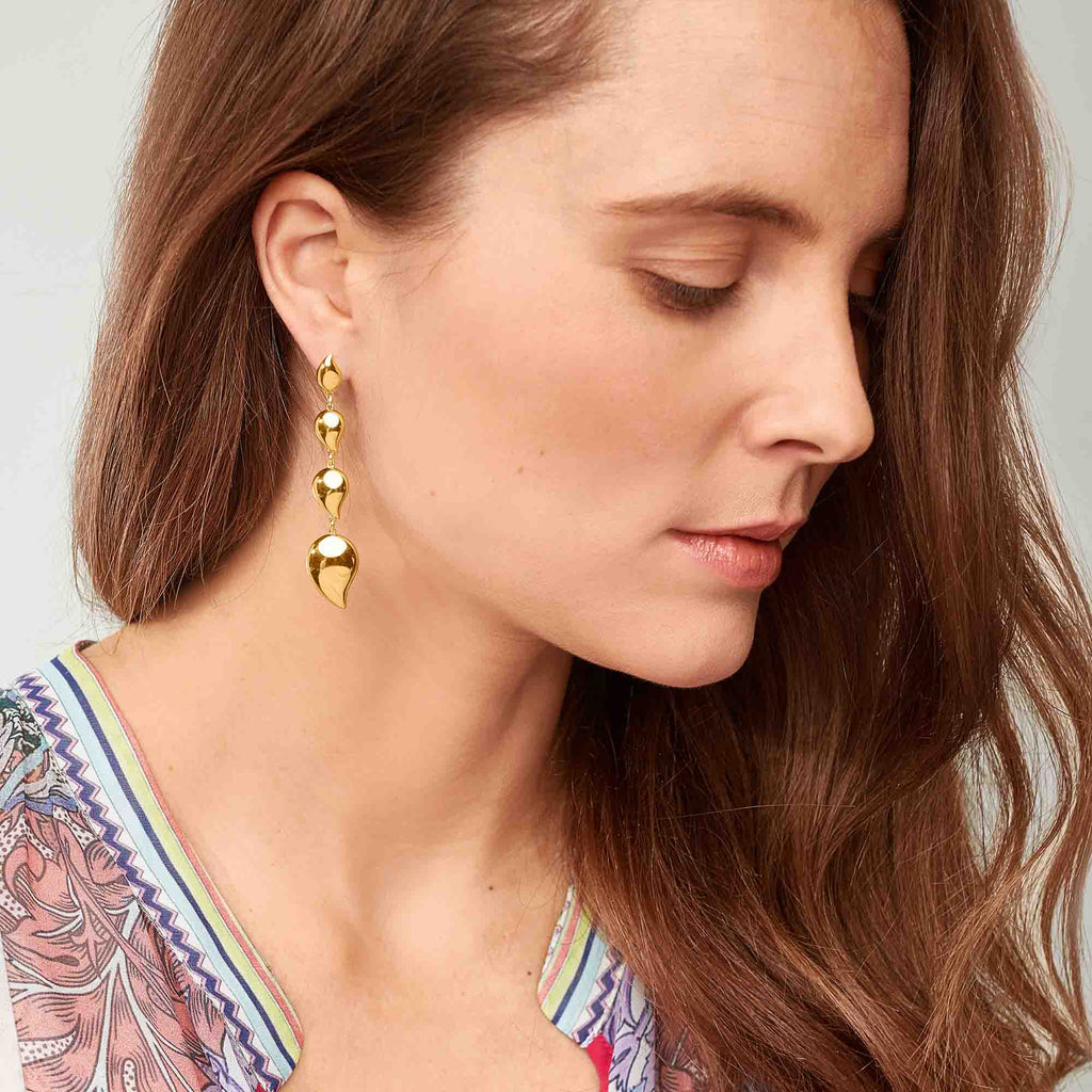 Tamara Comolli SIGNATURE Wave 4 Tropfenelemente Ohrhänger (E-Sig-Wave-4-yg) aus Gelbgold