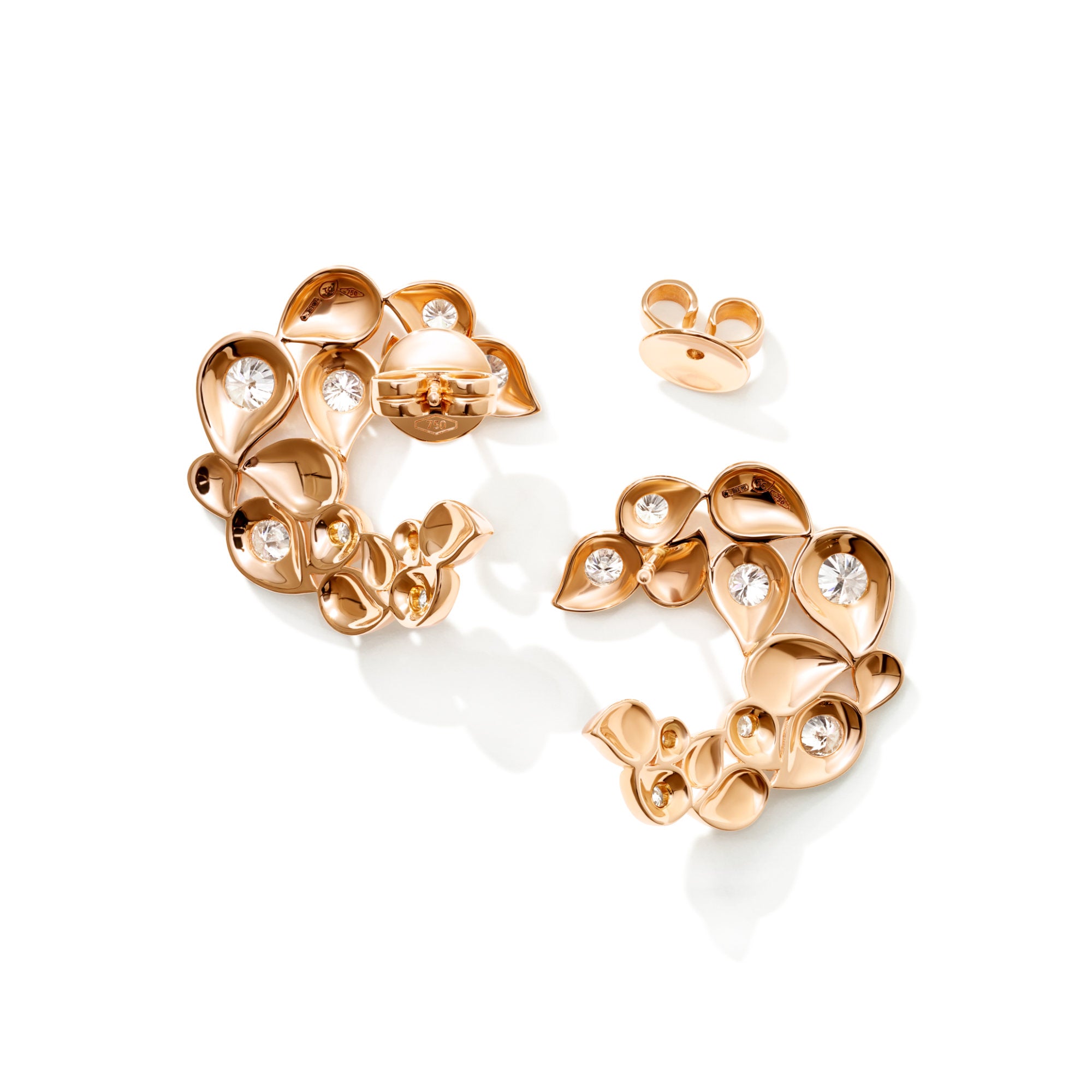 Tamara Comolli SNOWFLAKES Hoop Classic alternating Earrings (E-SF-Ho-Cl-alt-rg) aus Roségold mit Diamant