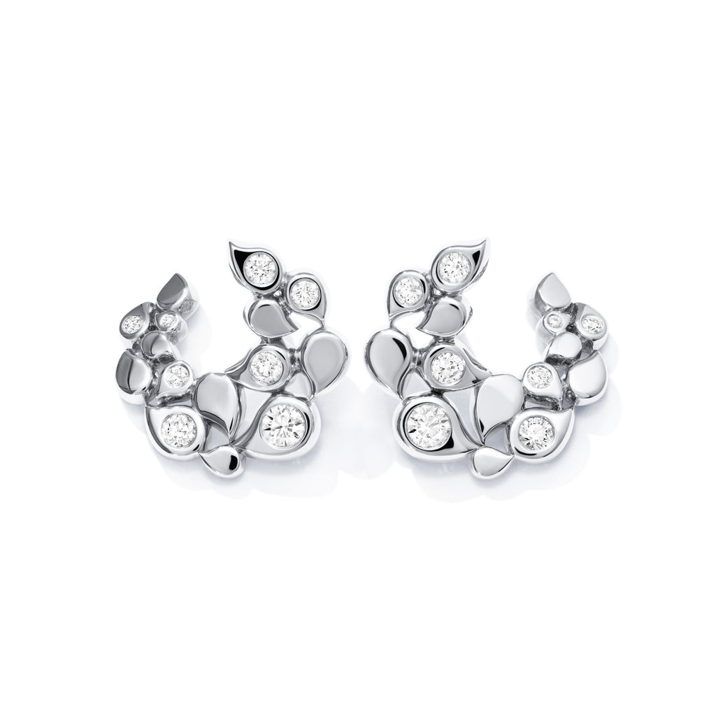 Tamara Comolli SNOWFLAKES Hoop Classic alternating Earrings (E-SF-Ho-Cl-alt-wg) aus Weißgold mit Diamant