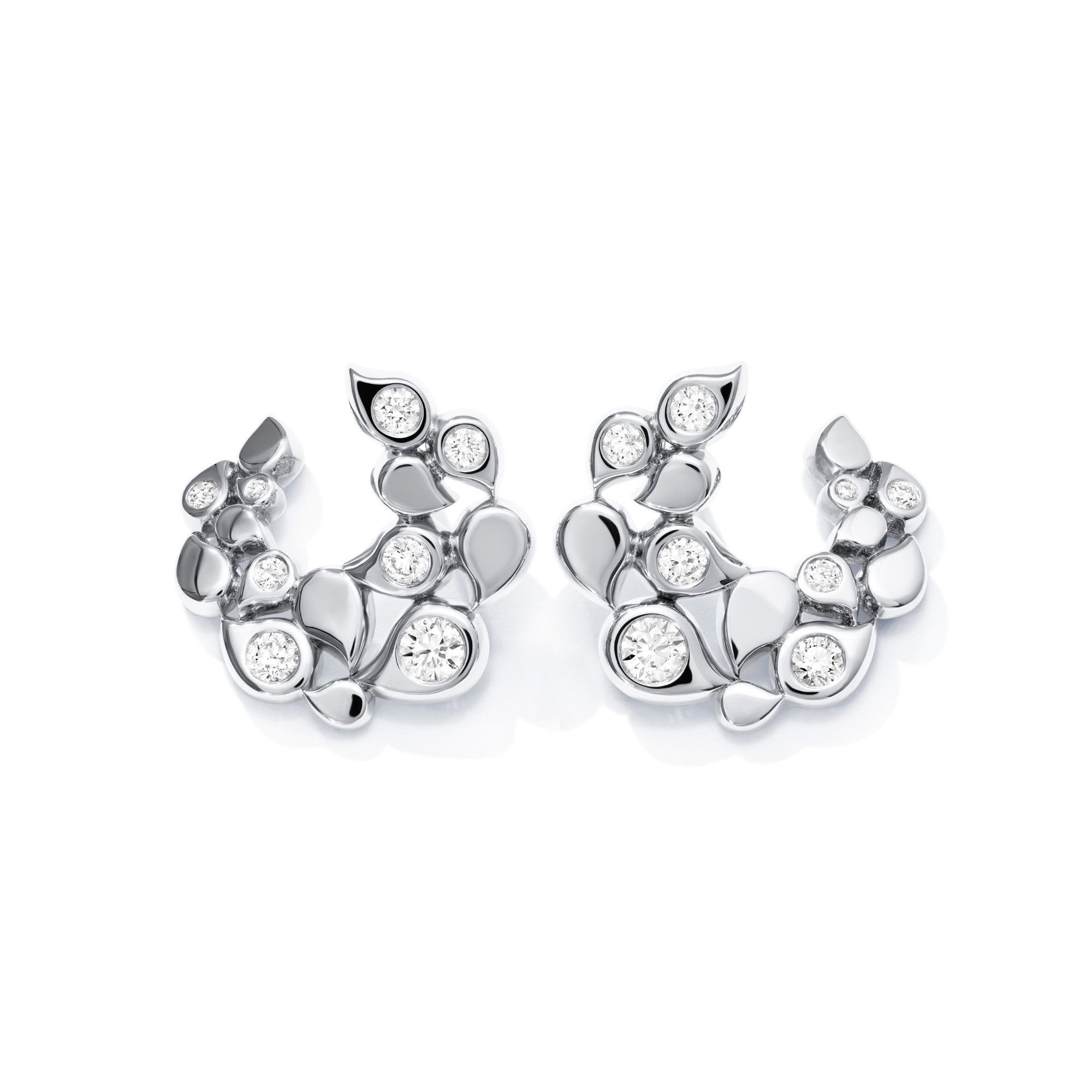 Tamara Comolli SNOWFLAKES Hoop Classic alternating Earrings (E-SF-Ho-Cl-alt-wg) aus Weißgold mit Diamant