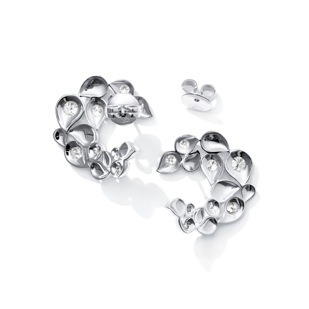 Tamara Comolli SNOWFLAKES Hoop Classic alternating Earrings (E-SF-Ho-Cl-alt-wg) aus Weißgold mit Diamant