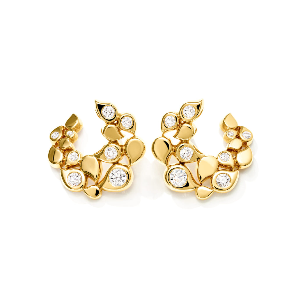 Tamara Comolli SNOWFLAKES Hoop Classic alternating Earrings (E-SF-Ho-Cl-alt-yg) aus Gelbgold mit Diamant