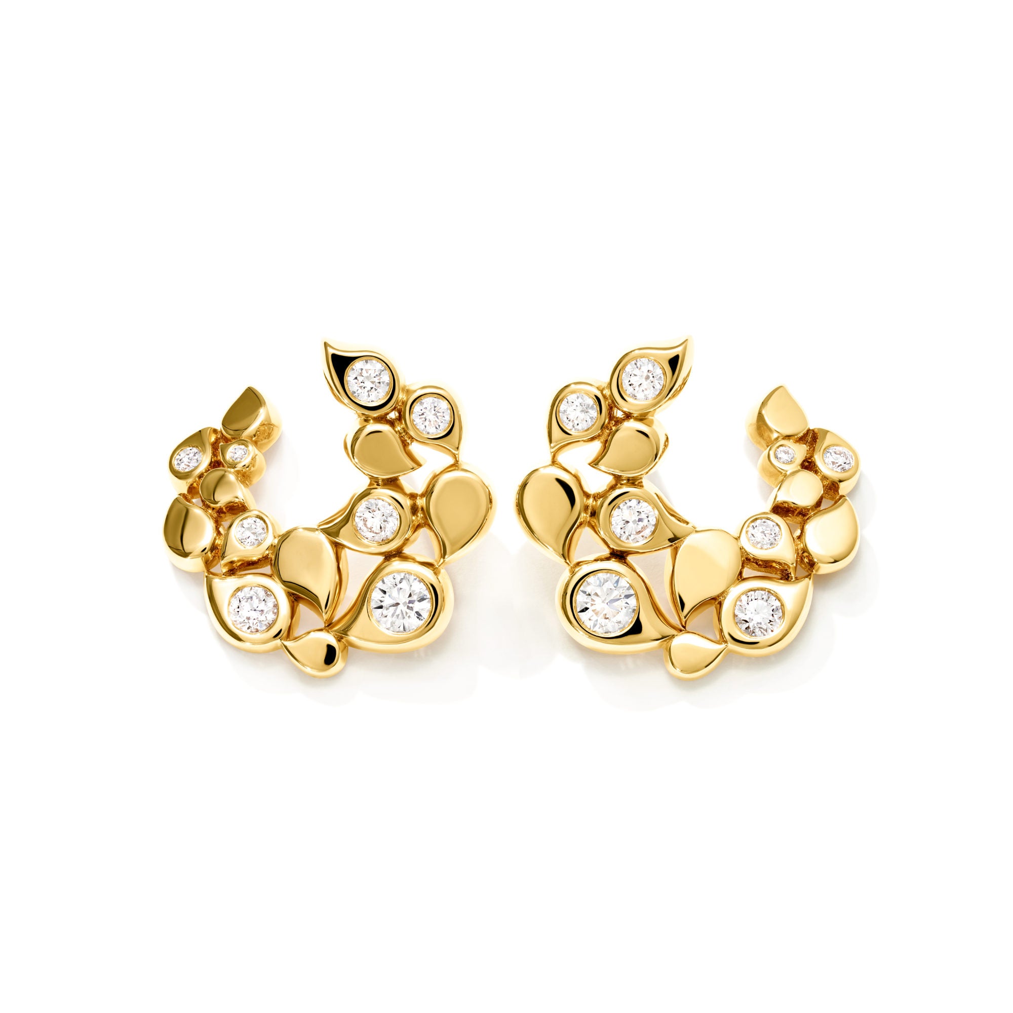 Tamara Comolli SNOWFLAKES Hoop Classic alternating Earrings (E-SF-Ho-Cl-alt-yg) aus Gelbgold mit Diamant