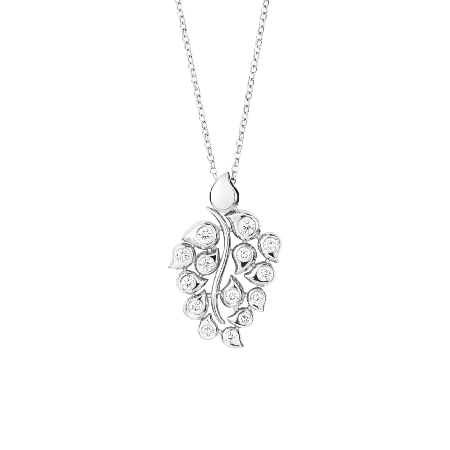 Tamara Comolli SNOWFLAKES Leaf Anhänger 'Classic/Sky' (P-SF-L-ClSky-wg) aus Weißgold mit Diamant und Saphir