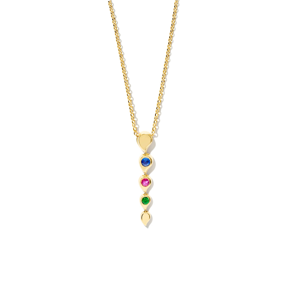 Tamara Comolli SNOWFLAKES Rivière Anhänger 'Candy' (P-SF-Riv-Can-yg) aus Gelbgold mit Diamant, Saphir und Tsavorit