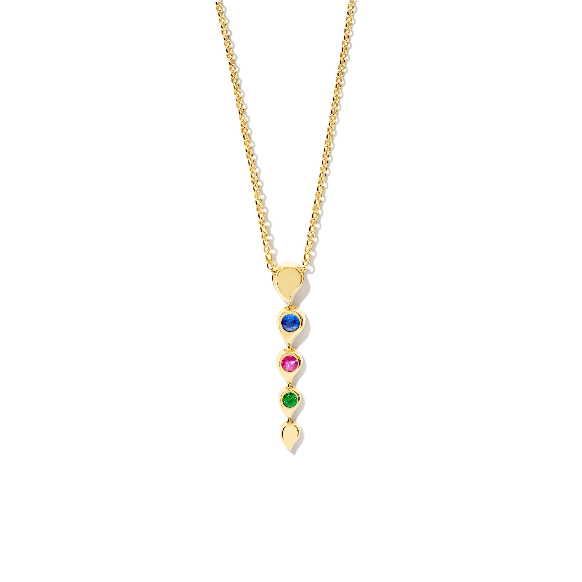 Tamara Comolli SNOWFLAKES Rivière Anhänger 'Candy' (P-SF-Riv-Can-yg) aus Gelbgold mit Diamant, Saphir und Tsavorit
