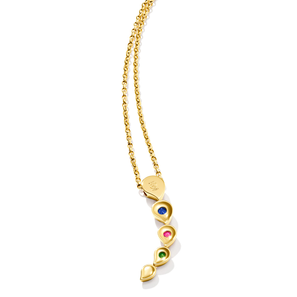 Tamara Comolli SNOWFLAKES Rivière Anhänger 'Candy' (P-SF-Riv-Can-yg) aus Gelbgold mit Diamant, Saphir und Tsavorit