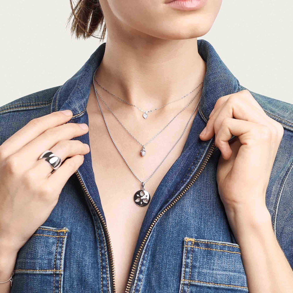 Tamara Comolli SPARKLE Drop Halskette (C-Spa-1-Dr-p-wg-45) aus Weißgold mit Diamant