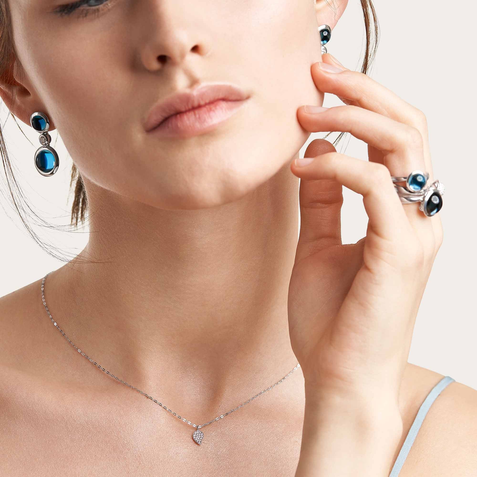 Tamara Comolli SPARKLE Drop Halskette (C-Spa-1-Dr-p-wg-45) aus Weißgold mit Diamant