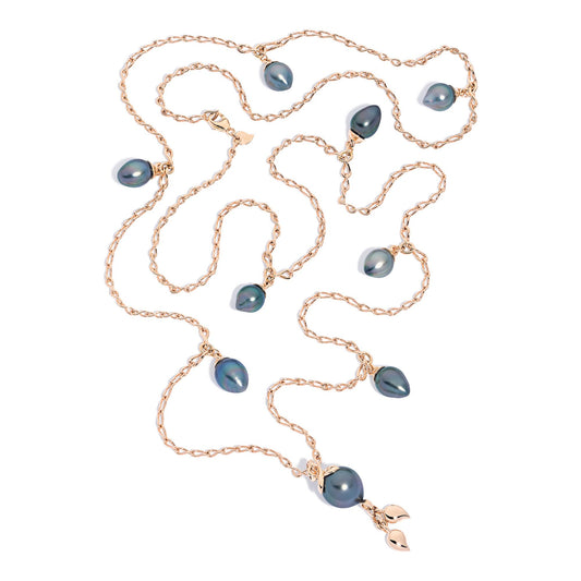 Tamara Comolli TAHITIAN GRAPES Halskette Tahitiperlen (N-GRP-Tah-Egt-9-rg) aus Roségold