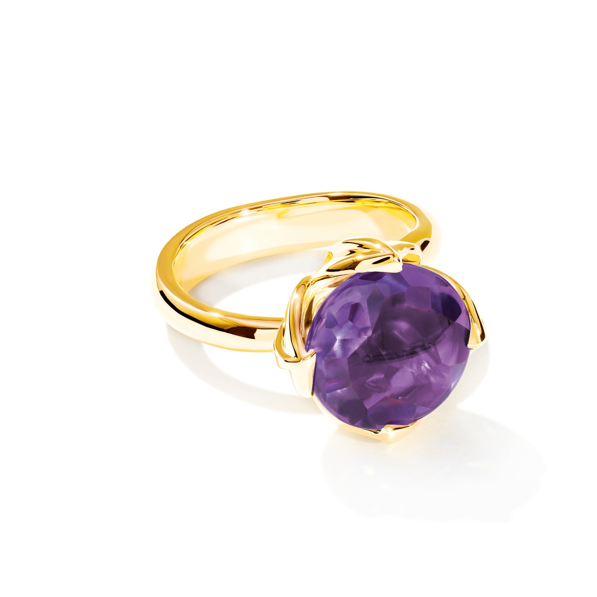 Tamara Comolli TULIP Ring Large mit Amethyst (R-TUL-l-Am-yg) aus Gelbgold mit Amethyst