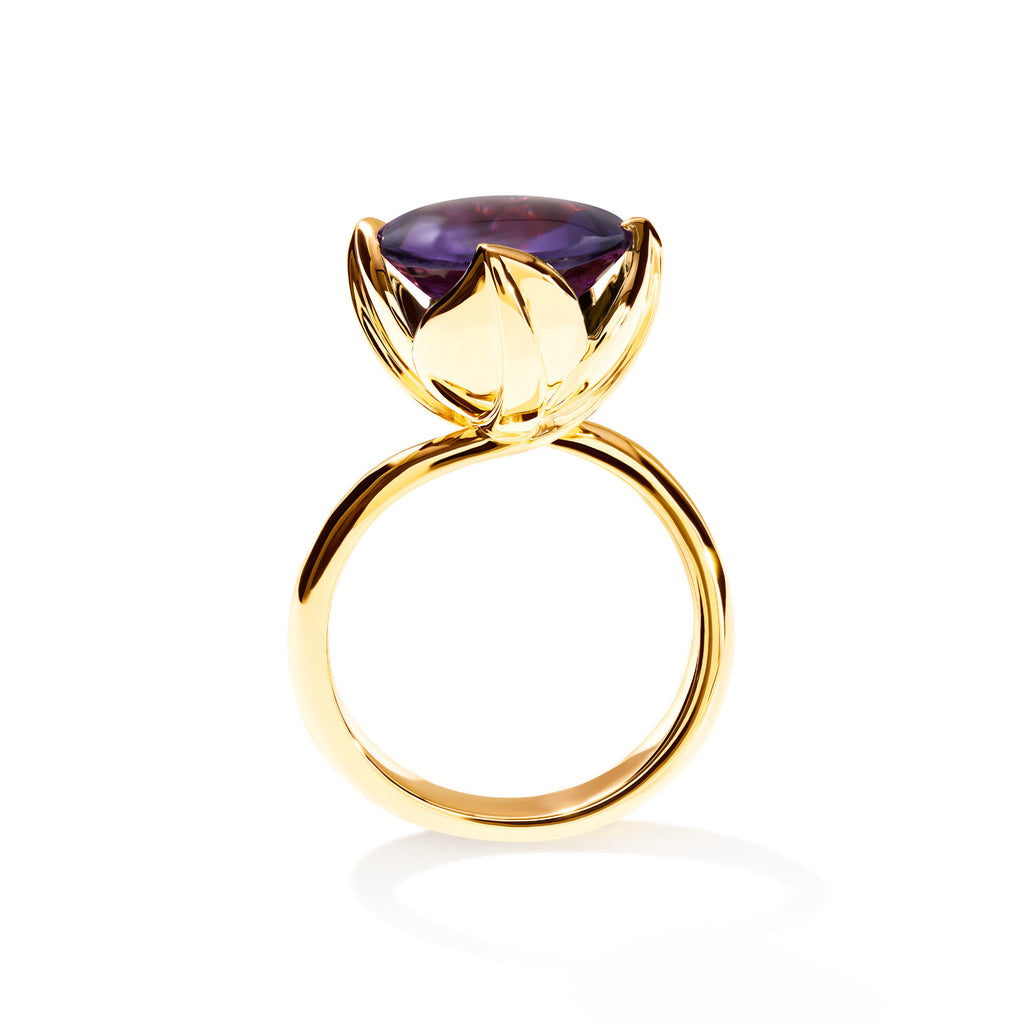 Tamara Comolli TULIP Ring Large mit Amethyst (R-TUL-l-Am-yg) aus Gelbgold mit Amethyst