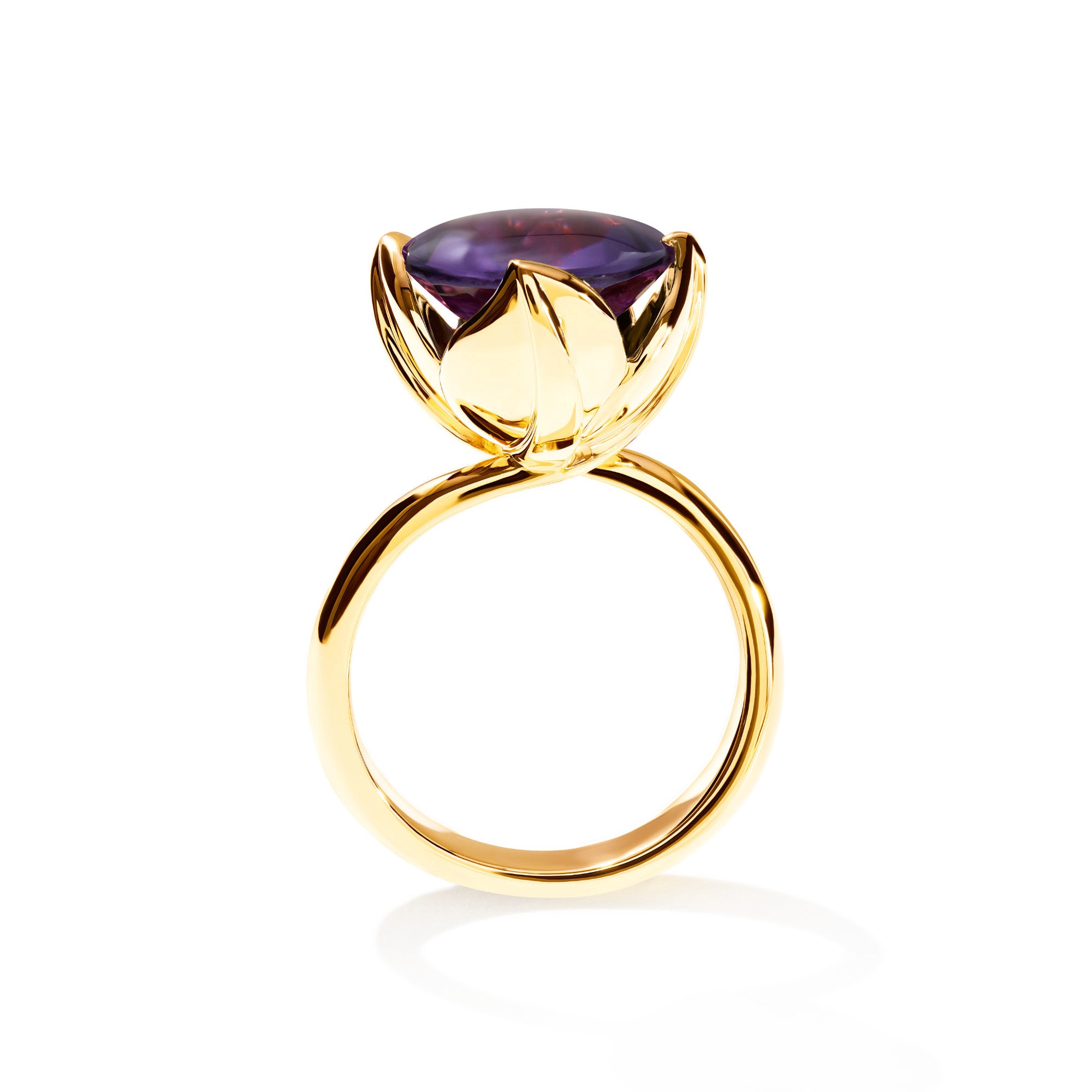 Tamara Comolli TULIP Ring Large mit Amethyst (R-TUL-l-Am-yg) aus Gelbgold mit Amethyst
