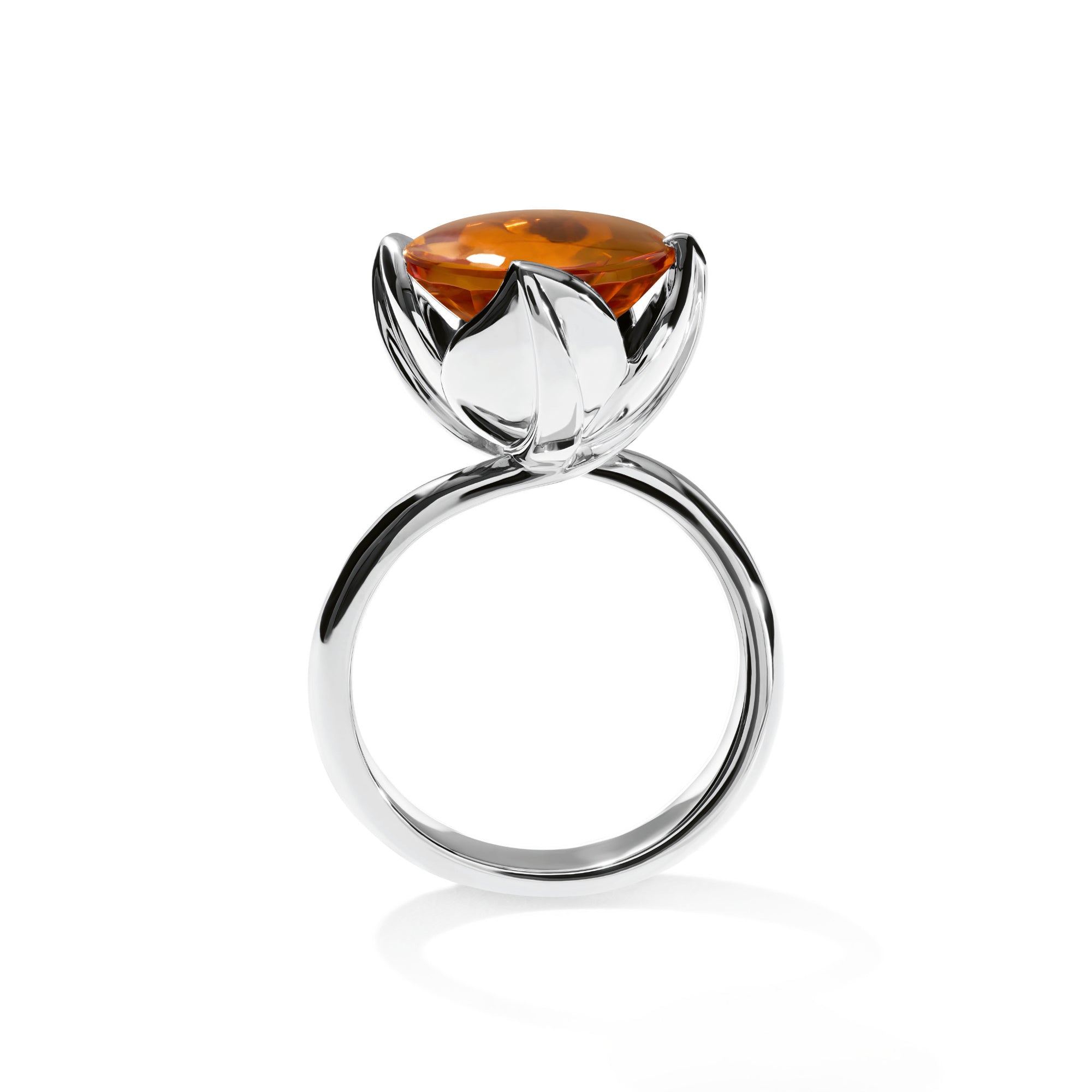 Tamara Comolli TULIP Ring Large mit Citrin (R-TUL-l-Cit-wg) aus Weißgold mit Citrin
