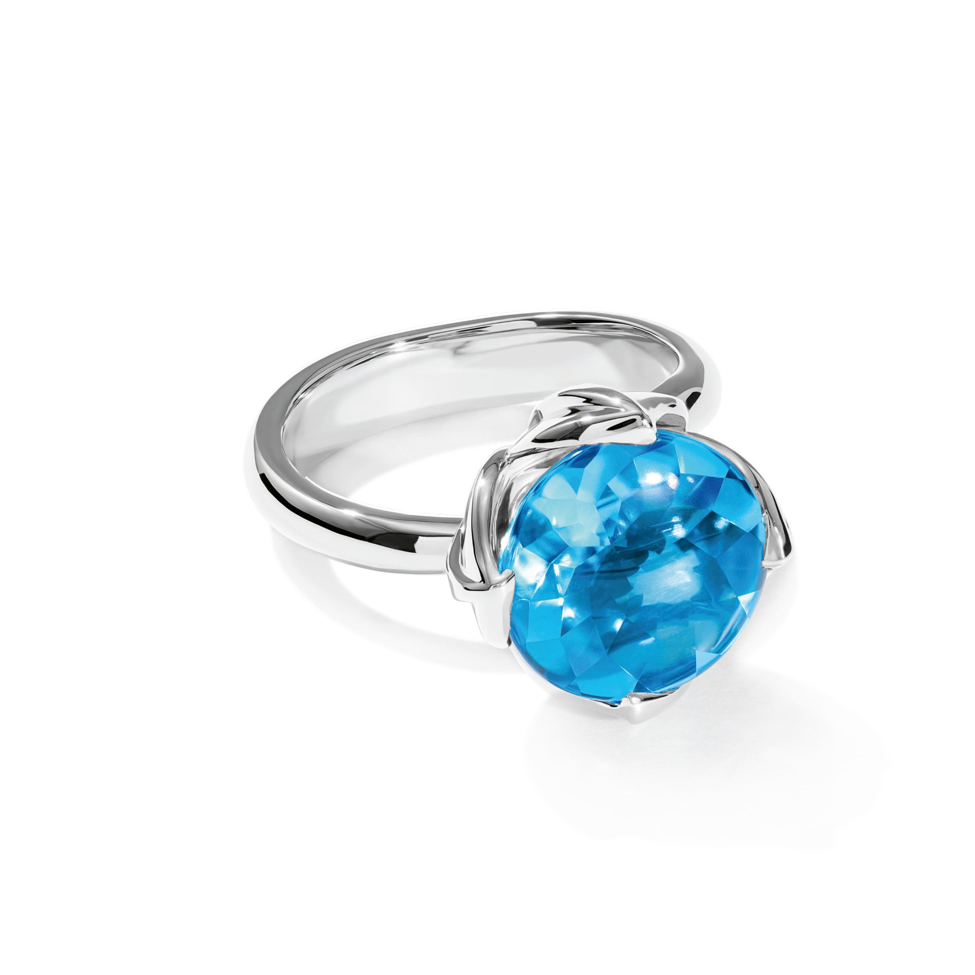 Tamara Comolli TULIP Ring Large mit Swiss Topas (R-TUL-l-ToSw-wg) aus Weißgold mit Topas