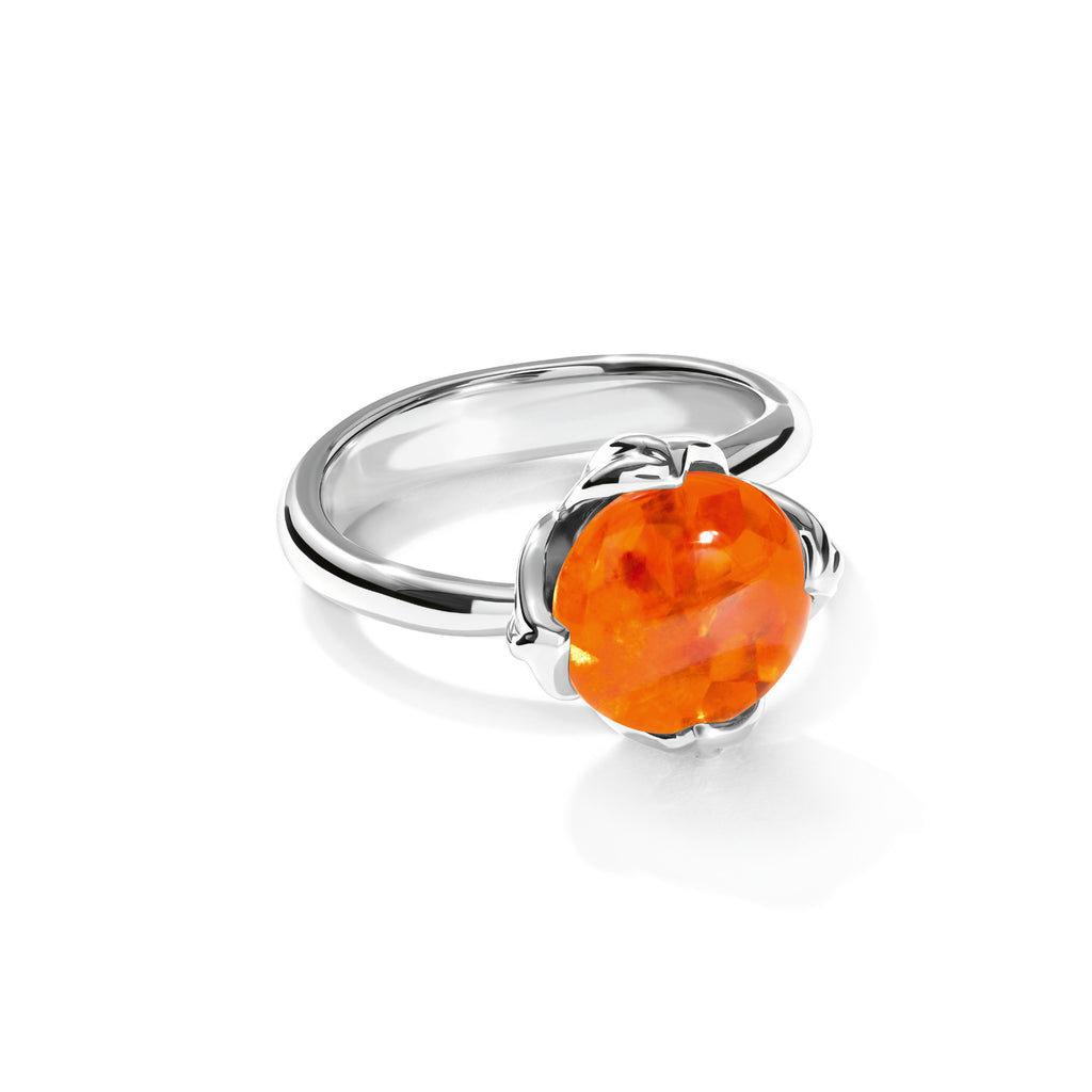 Tamara Comolli TULIP Ring Small mit Mandarin Granat (R-TUL-s-Man-wg) aus Weißgold mit Granat