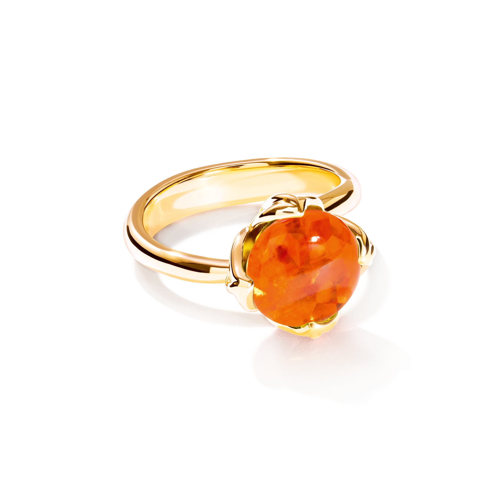 Tamara Comolli TULIP Ring Small mit Mandarin Granat (R-TUL-s-Man-yg) aus Gelbgold mit Granat