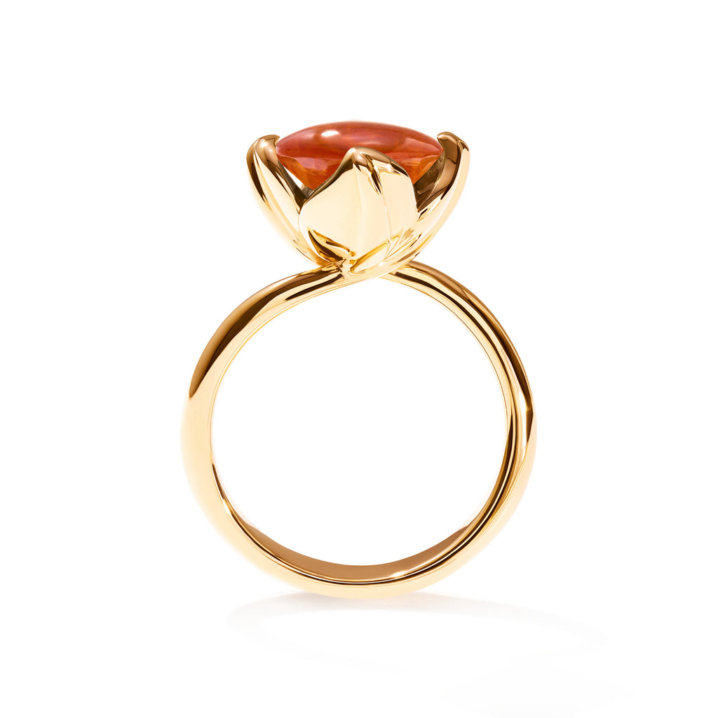 Tamara Comolli TULIP Ring Small mit Mandarin Granat (R-TUL-s-Man-yg) aus Gelbgold mit Granat