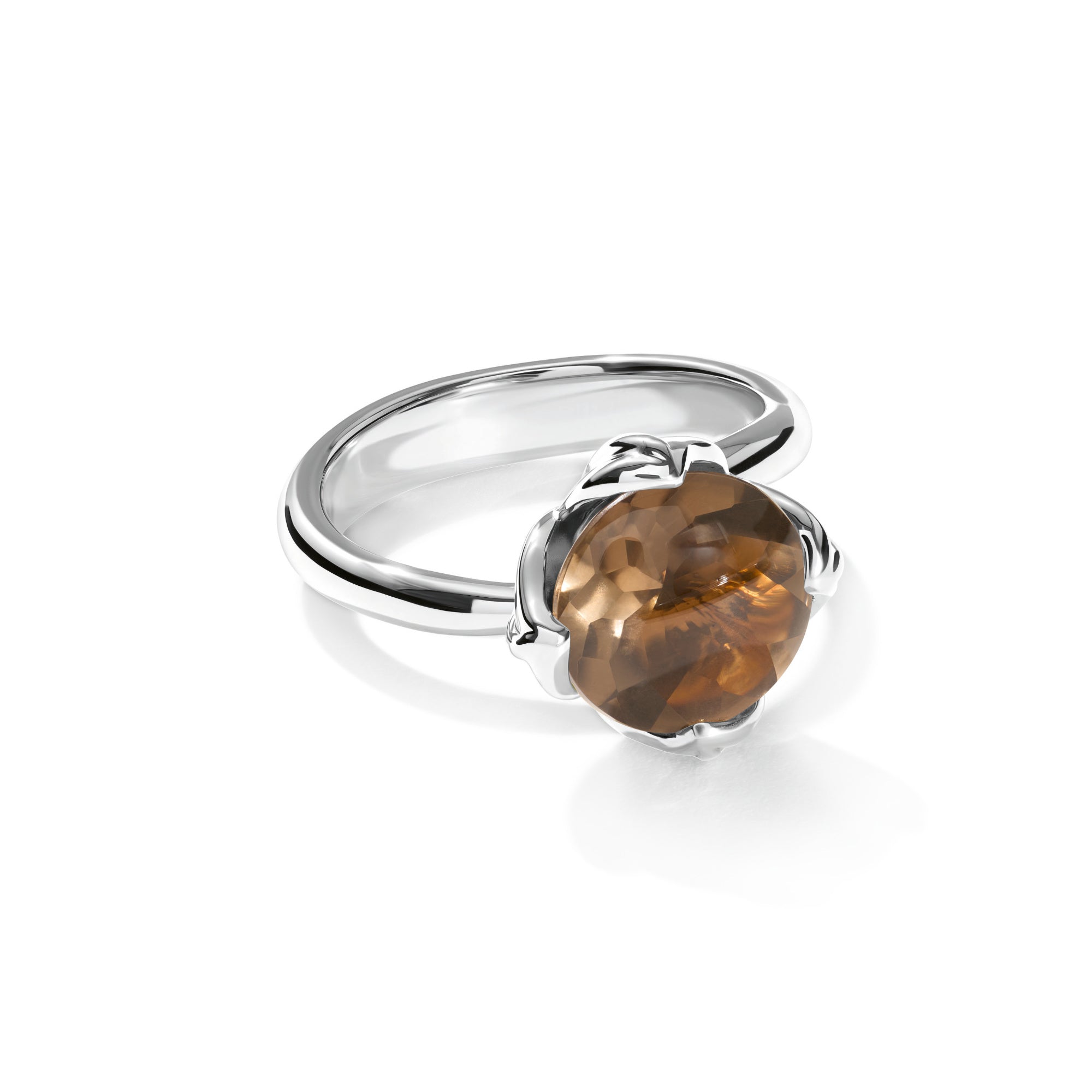 Tamara Comolli TULIP Ring Small mit Rauchquarz (R-TUL-s-SmQu-wg) aus Weißgold mit Rauchquarz