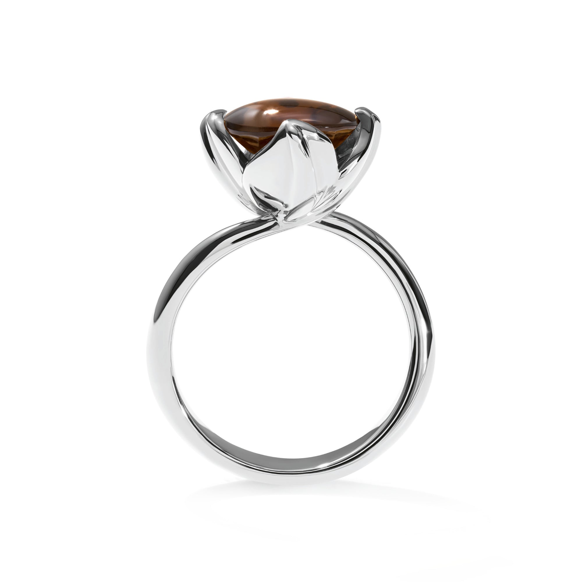 Tamara Comolli TULIP Ring Small mit Rauchquarz (R-TUL-s-SmQu-wg) aus Weißgold mit Rauchquarz