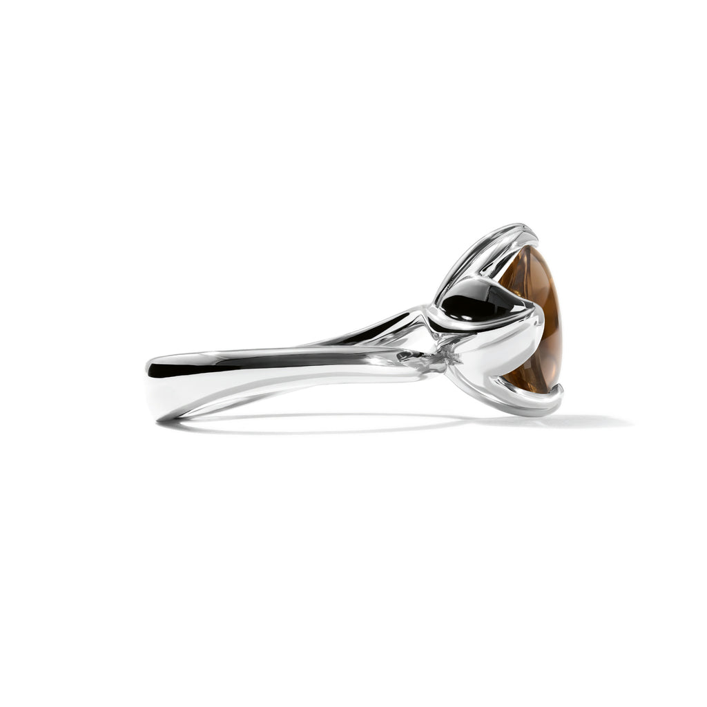 Tamara Comolli TULIP Ring Small mit Rauchquarz (R-TUL-s-SmQu-wg) aus Weißgold mit Rauchquarz