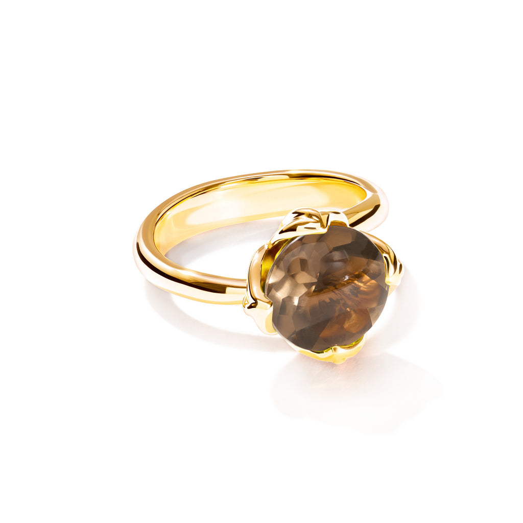 Tamara Comolli TULIP Ring Small mit Rauchquarz (R-TUL-s-SmQu-yg) aus Gelbgold mit Rauchquarz