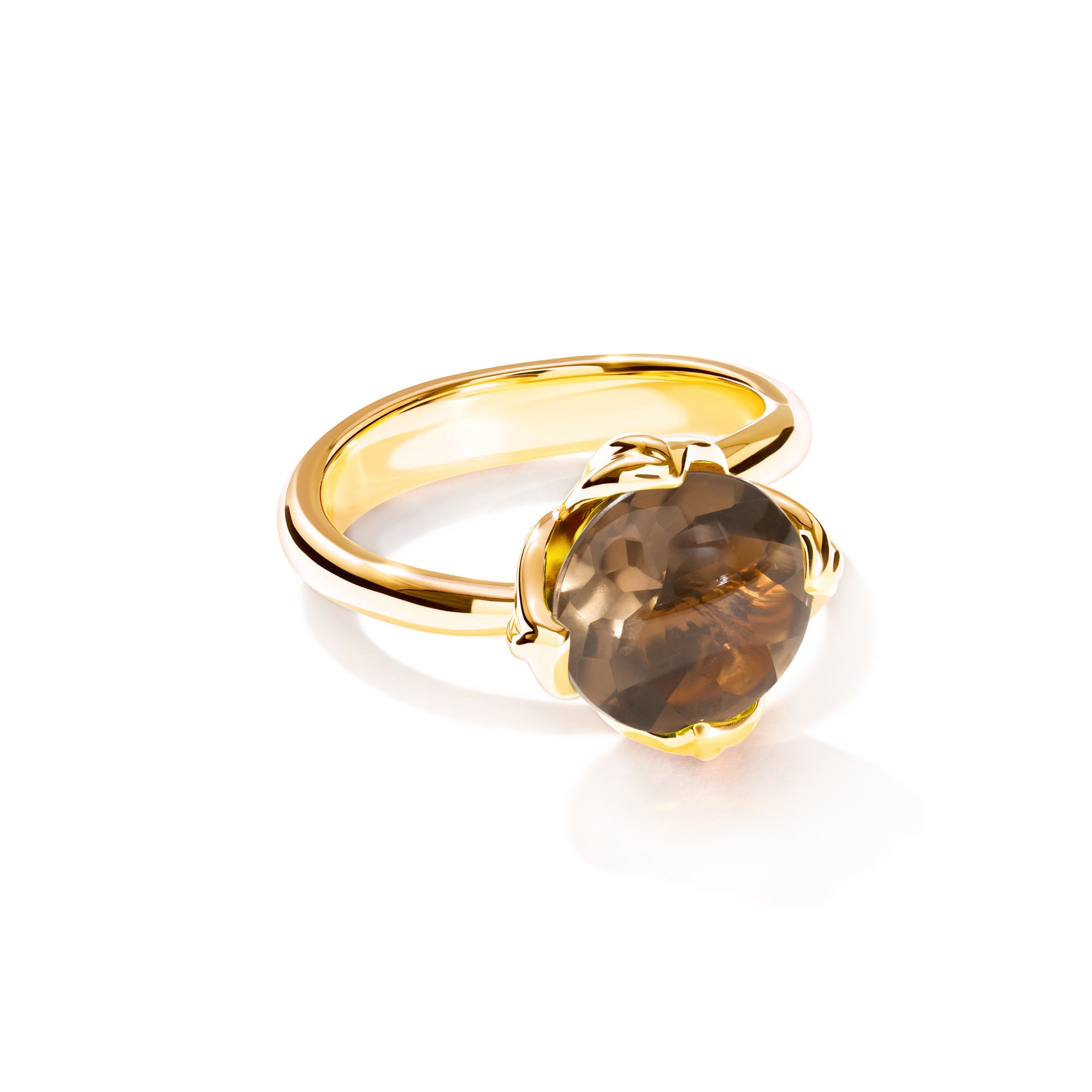 Tamara Comolli TULIP Ring Small mit Rauchquarz (R-TUL-s-SmQu-yg) aus Gelbgold mit Rauchquarz
