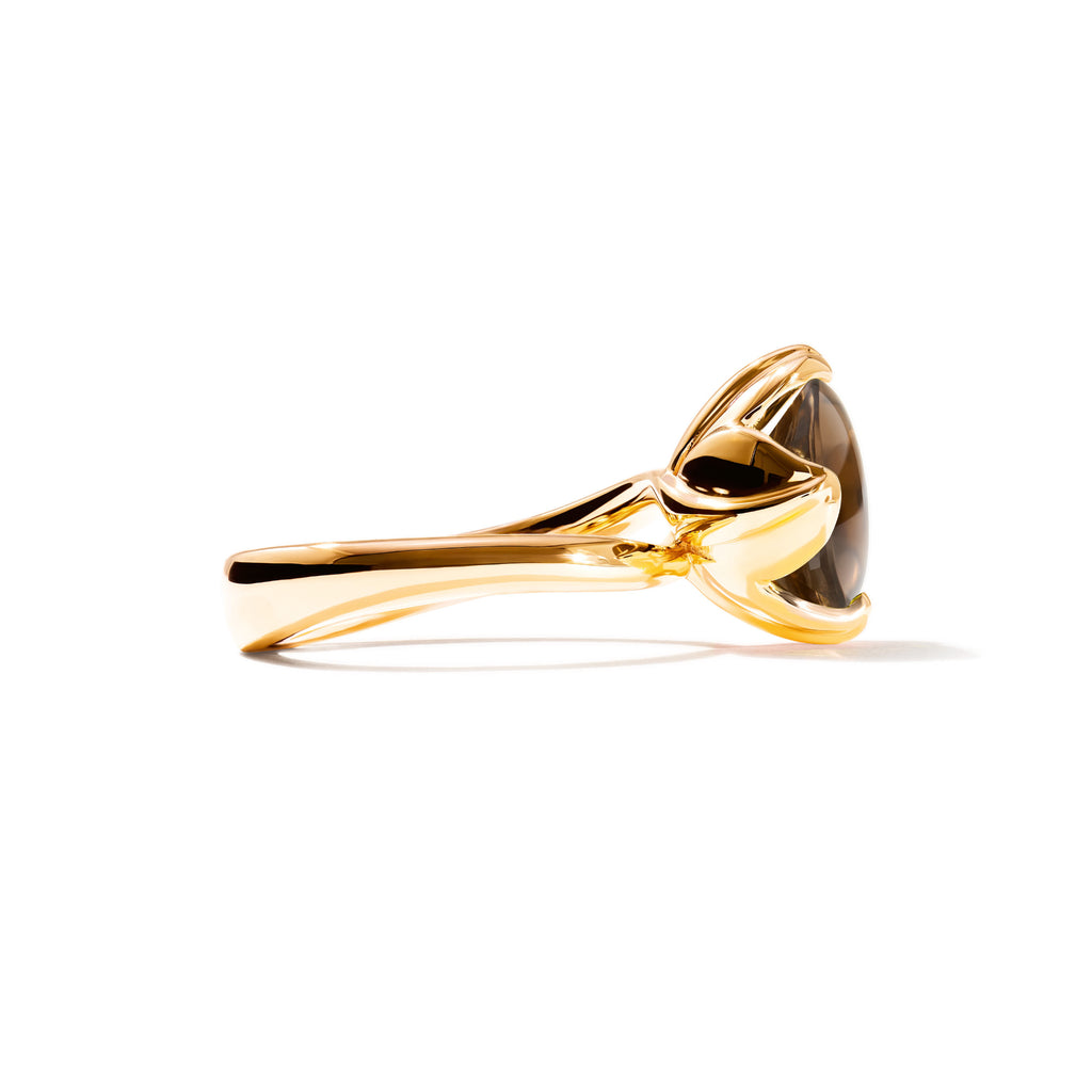 Tamara Comolli TULIP Ring Small mit Rauchquarz (R-TUL-s-SmQu-yg) aus Gelbgold mit Rauchquarz