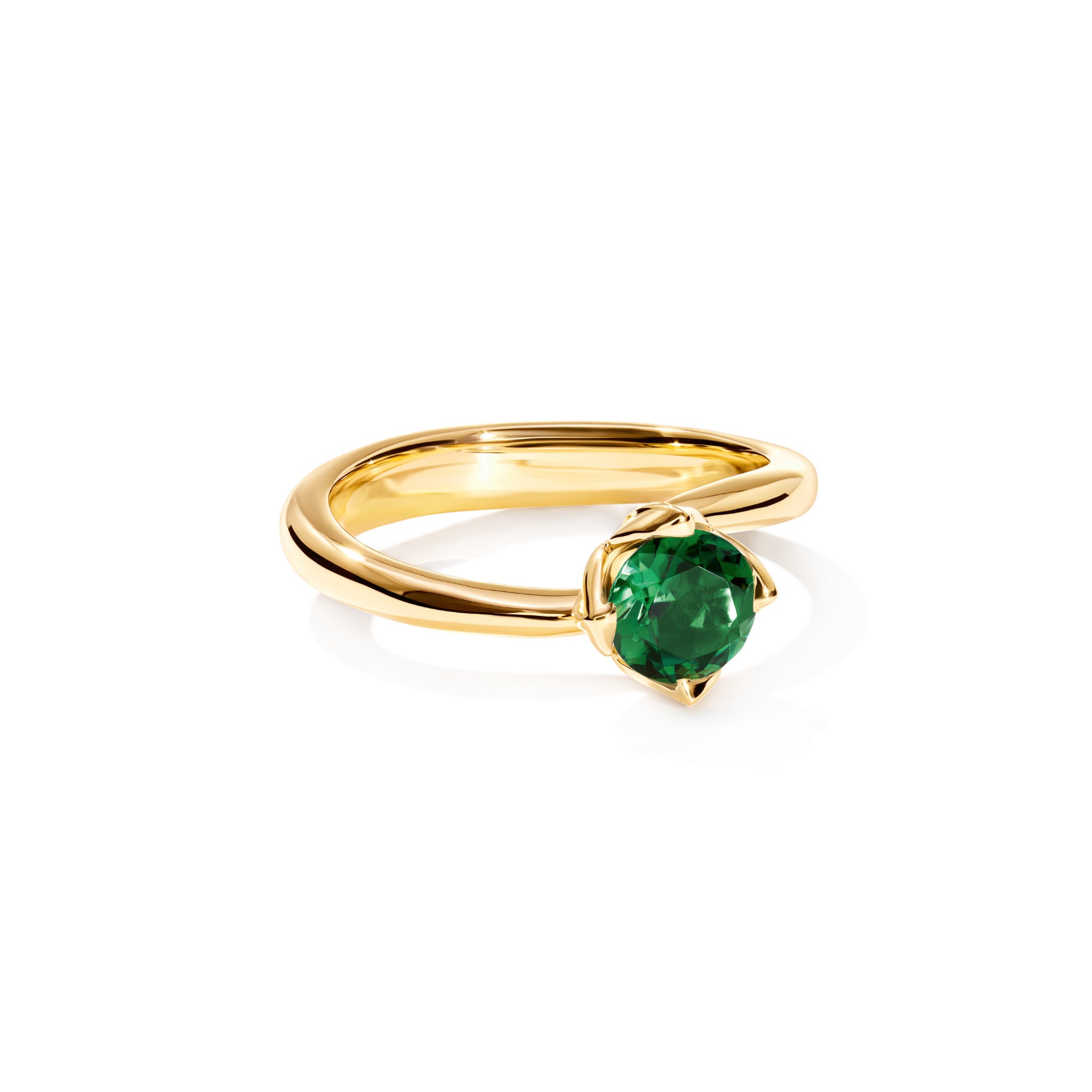 Tamara Comolli TULIP Ring XS mit grünem Turmalin (R-TUL-xs-TuGr-yg) aus Gelbgold mit Turmalin