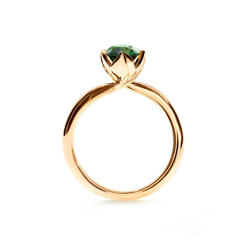 Tamara Comolli TULIP Ring XS mit grünem Turmalin (R-TUL-xs-TuGr-yg) aus Gelbgold mit Turmalin