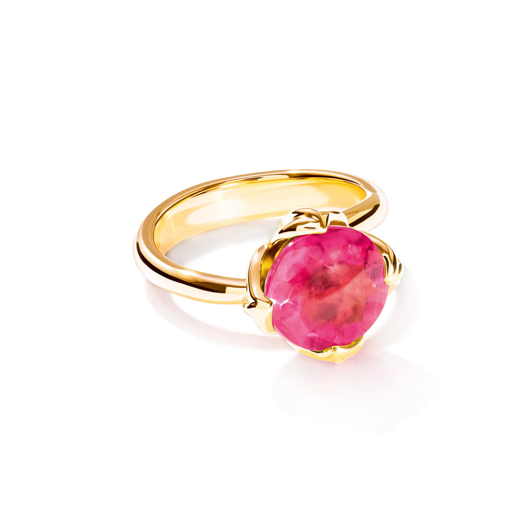 Tamara Comolli TULIP Small Ring mit rosa Turmalin (R-TUL-s-TuRo-yg) aus Gelbgold mit Turmalin