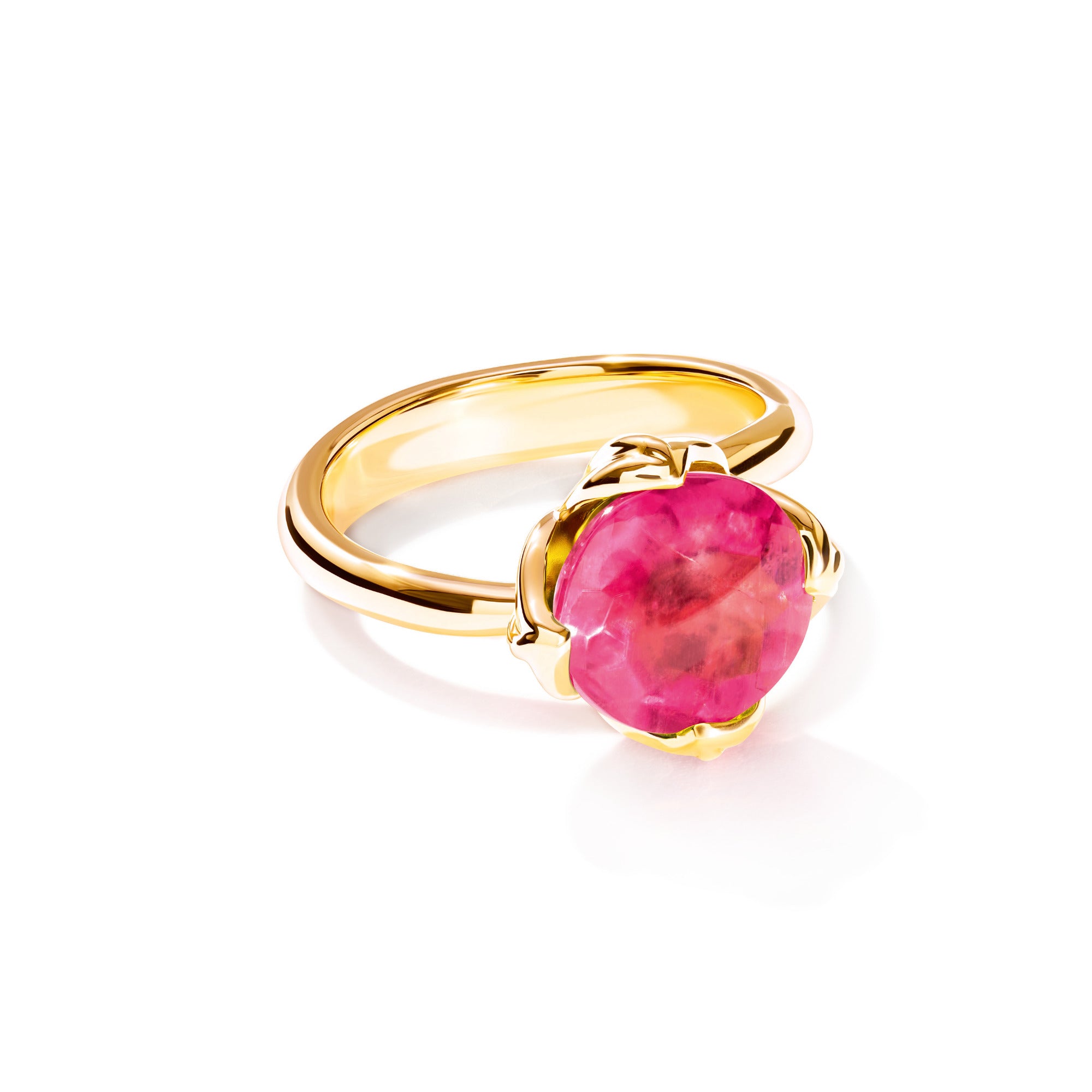 Tamara Comolli TULIP Small Ring mit rosa Turmalin (R-TUL-s-TuRo-yg) aus Gelbgold mit Turmalin