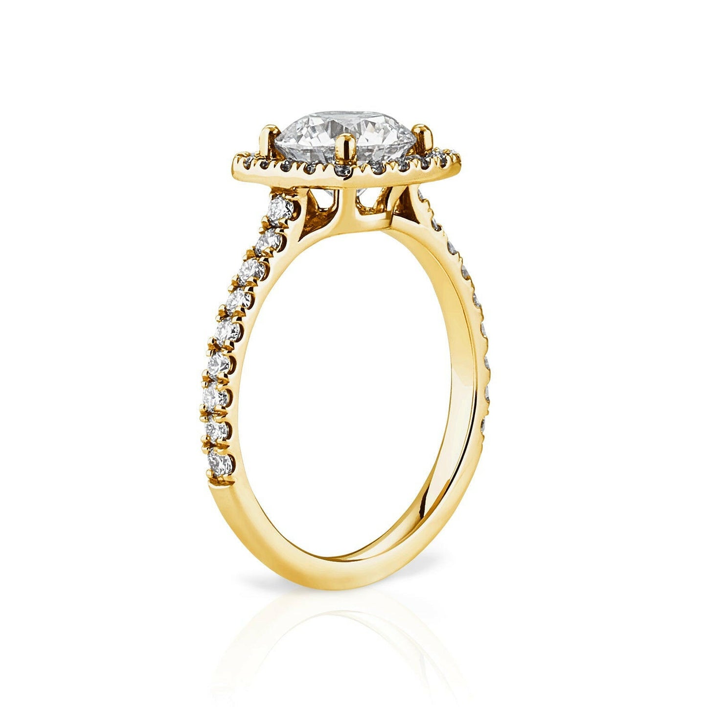 Ruby ist ein gelbgoldner Ring aus recyceltem Gelbgold und labor Diamanten.